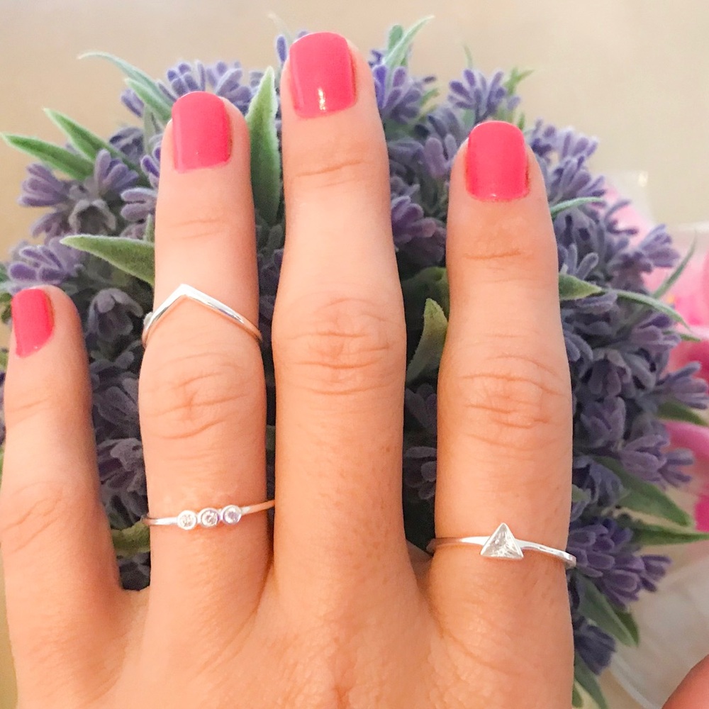 Triple Cubic Zirconia ring 925 Sterling Silver
